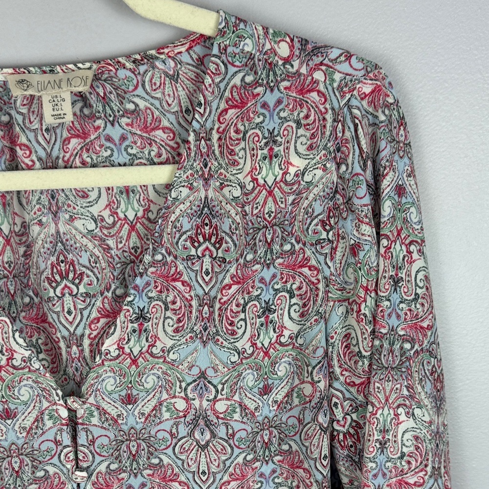 Eliane Rose Paisley V-Neck Long Sleeve Large Blouse - Pink Multi - Picture 7 of 11